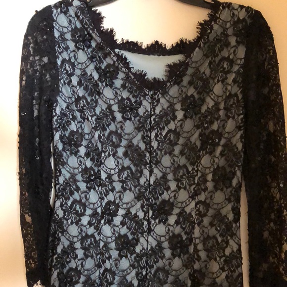 3/4 sleeve black lace formal short dress - Picture 3 of 3